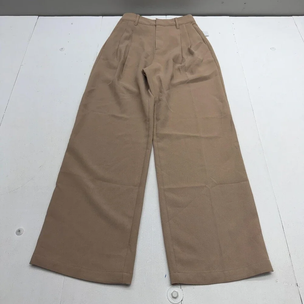 Gap Dress Pants Womens 2 Beige Easy Trouser Wide Leg Pull On Elastic Waist